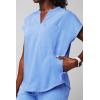 Fabletics Women’s Evolve 3-Pocket Scrub Top with an Oversized Fit – MotionTech, 4-Way Stretch, Wrinkle-Resist, Anti-Shrink(Ceil Blue)