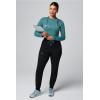 Fabletics Women’s High Rise Active Scrub Jogger – MotionTech, 4-Way Stretch, Pocket-Packed, Lightweight, Semi-Slim Fit(Black/Blue Lagoon)