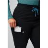 Fabletics Women’s High Rise Active Scrub Jogger – MotionTech, 4-Way Stretch, Pocket-Packed, Lightweight, Semi-Slim Fit(Black/Blue Lagoon)