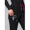 Fabletics Women’s High Rise Active Scrub Jogger – MotionTech, 4-Way Stretch, Pocket-Packed, Lightweight, Semi-Slim Fit(Black/Hibiscus)