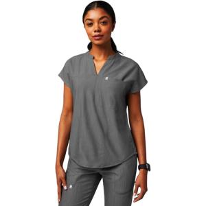 Fabletics Women’s Evolve 3-Pocket Scrub Top with an Oversized Fit – MotionTech, 4-Way Stretch, Wrinkle-Resist, Anti-Shrink(Heather Grey)