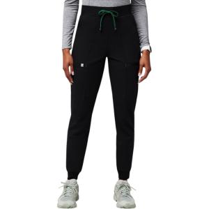 Fabletics Women’s High Rise Active Scrub Jogger – MotionTech, 4-Way Stretch, Pocket-Packed, Lightweight, Semi-Slim Fit(Black/Hunter Green)