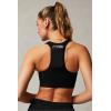 Fabletics Women’s On-The-Go Midi Medium Impact Sports Bra, Front-Zip, Workout, Yoga, Fitness, L, Black, Large