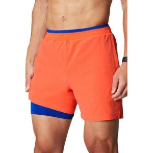 Fabletics Men’s The Fundamental Short II (Lined), Workout, Running, Training, Gym, Yoga, Ultra Lightweight(Passion Orange)