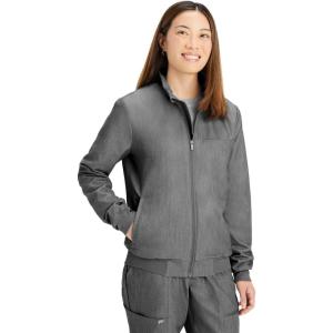 Fabletics Women’s Daily 3-Pocket Scrub Jacket – MotionTech, Lightweight, Breathable, Wrinkle-Resist, Semi-Slim Fit(Heather Grey)