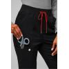 Fabletics Women’s High Rise Active Scrub Jogger – MotionTech, 4-Way Stretch, Pocket-Packed, Lightweight, Semi-Slim Fit(Black/Goji Red)