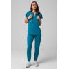 Fabletics Women’s Evolve 3-Pocket Scrub Top with an Oversized Fit – MotionTech, 4-Way Stretch, Wrinkle-Resist, Anti-Shrink(Caribbean Blue)