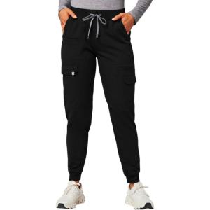 Fabletics Women’s Evoke Cargo Scrub Jogger – MotionTech, 4-Way Stretch, Wrinkle-Resist, Anti-Shrink(Black)