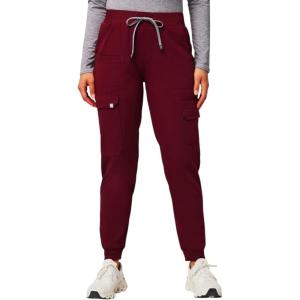 Fabletics Women’s Evoke Cargo Scrub Jogger – MotionTech, 4-Way Stretch, Wrinkle-Resist, Anti-Shrink(Wine)