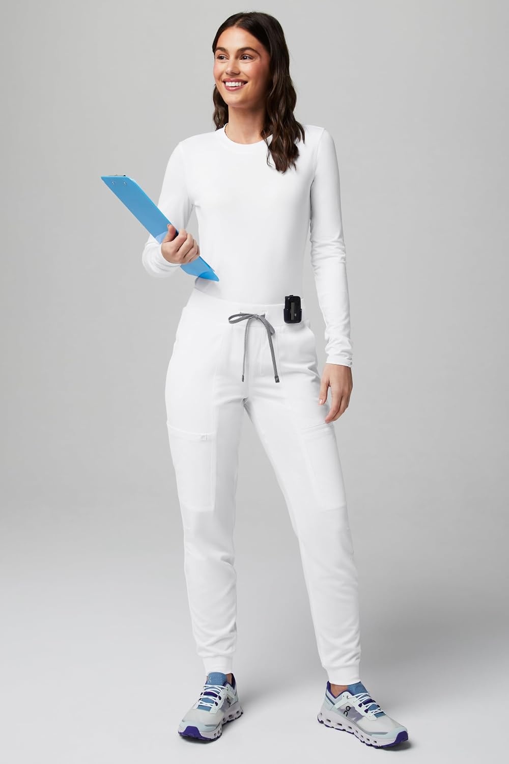 image:imageFabletics Womens Active Scrub Jogger MotionTech PocketPacked Lightweight WrinkleResist SemiSlim FitClassic White