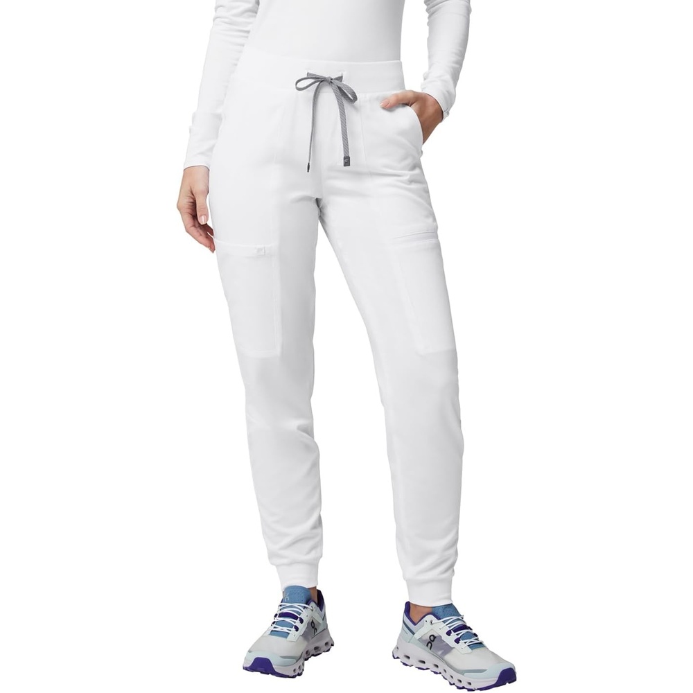 image:imageFabletics Womens Active Scrub Jogger MotionTech PocketPacked Lightweight WrinkleResist SemiSlim FitClassic White