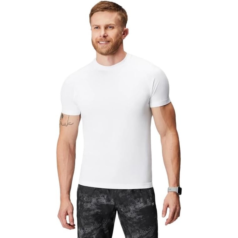 image:imageFabletics Mens The Training Day Tee Performance Running Workout Gym Breathable 4Way StretchClassic White